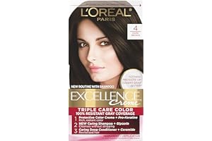 L'Oreal Paris Excellence Creme Permanent Hair Color, 4 Dark Brown, 100 percent Gray Coverage Hair Dye, Pack of 1